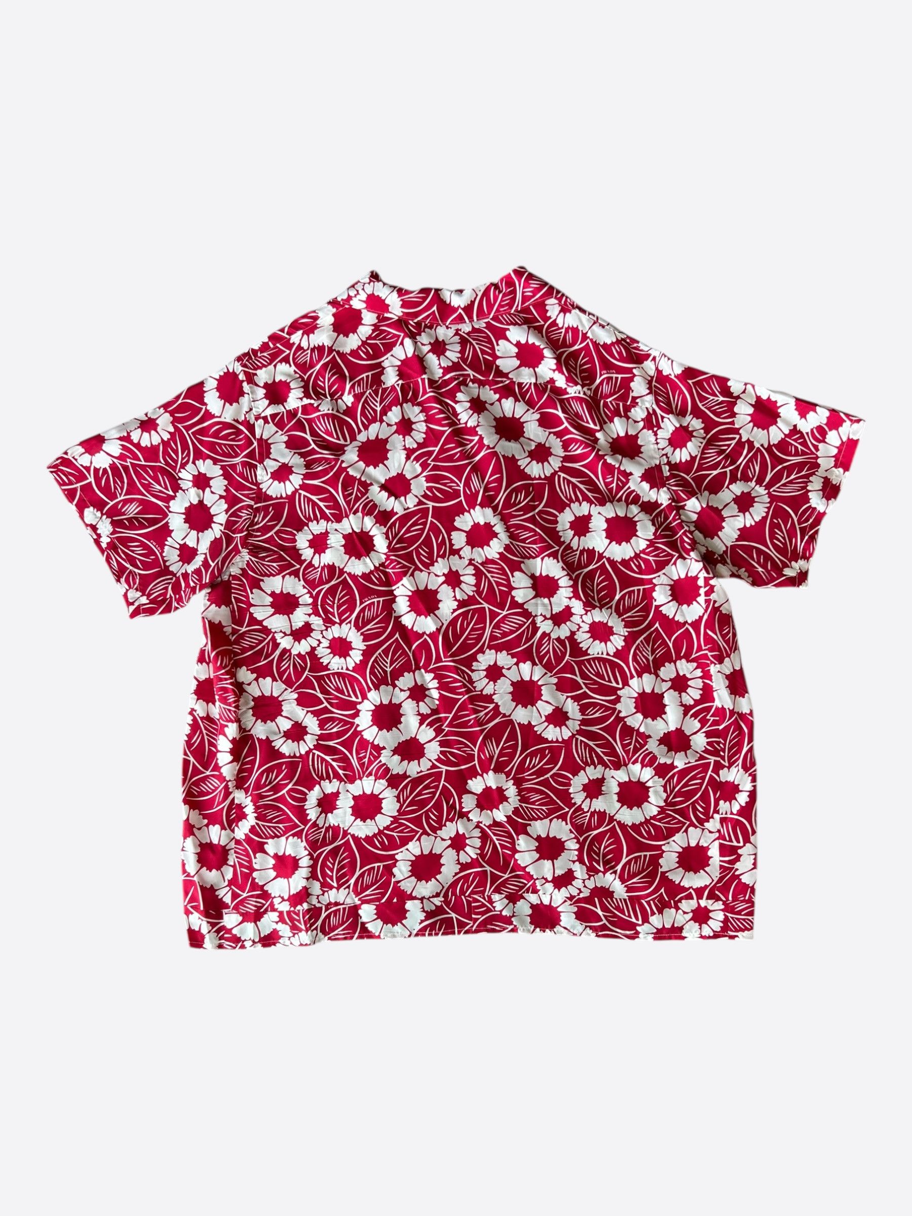 Prada Prada Red & White Floral Button Up Shirt Size US XXL / EU 58 / 5 - 2 Thumbnail