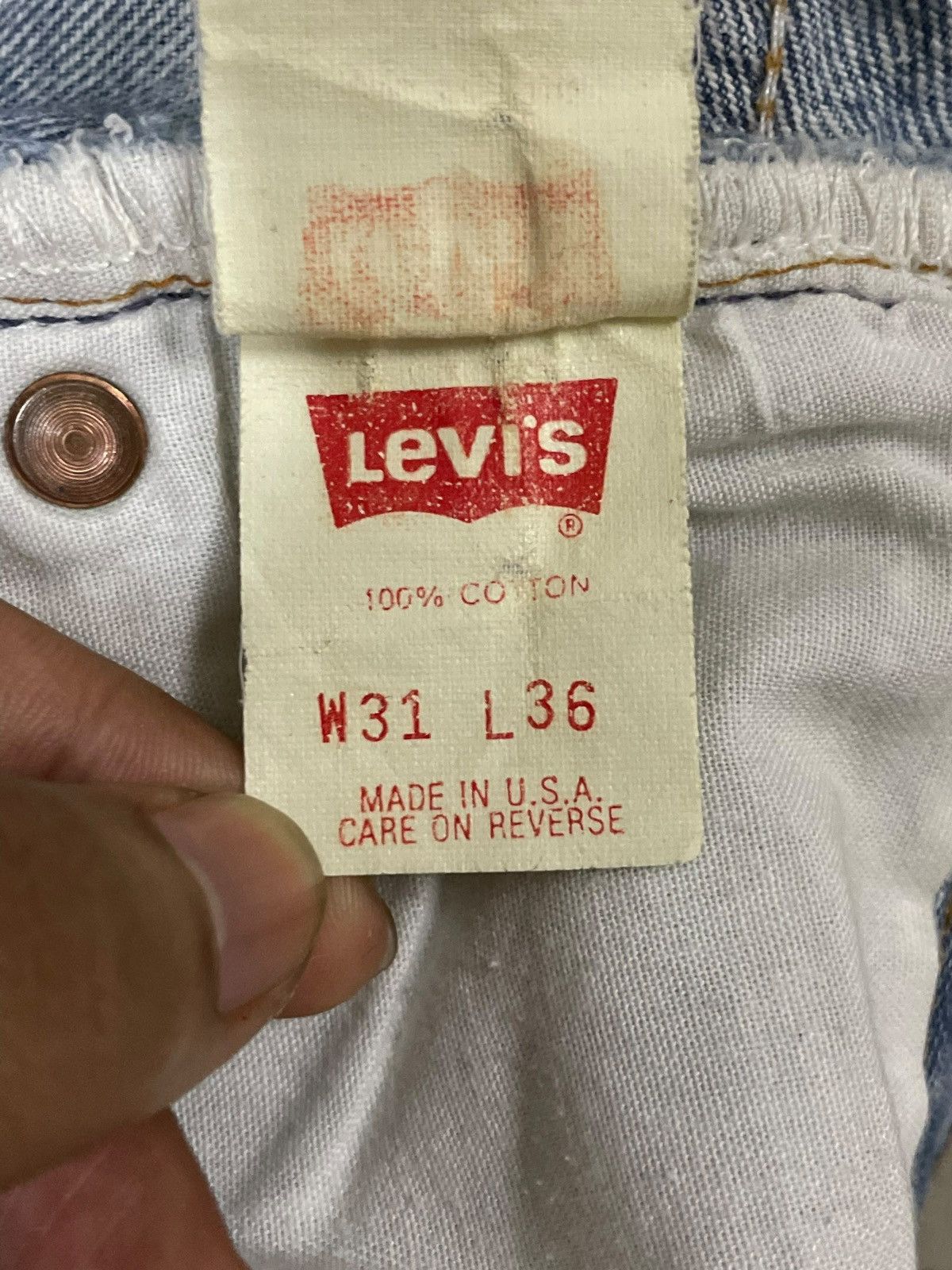 Levi's Vintage Clothing Vintage 90s Levi’s 501 Button Fly Loose Fit Distressed Jeans Size US 31 - 14 Thumbnail