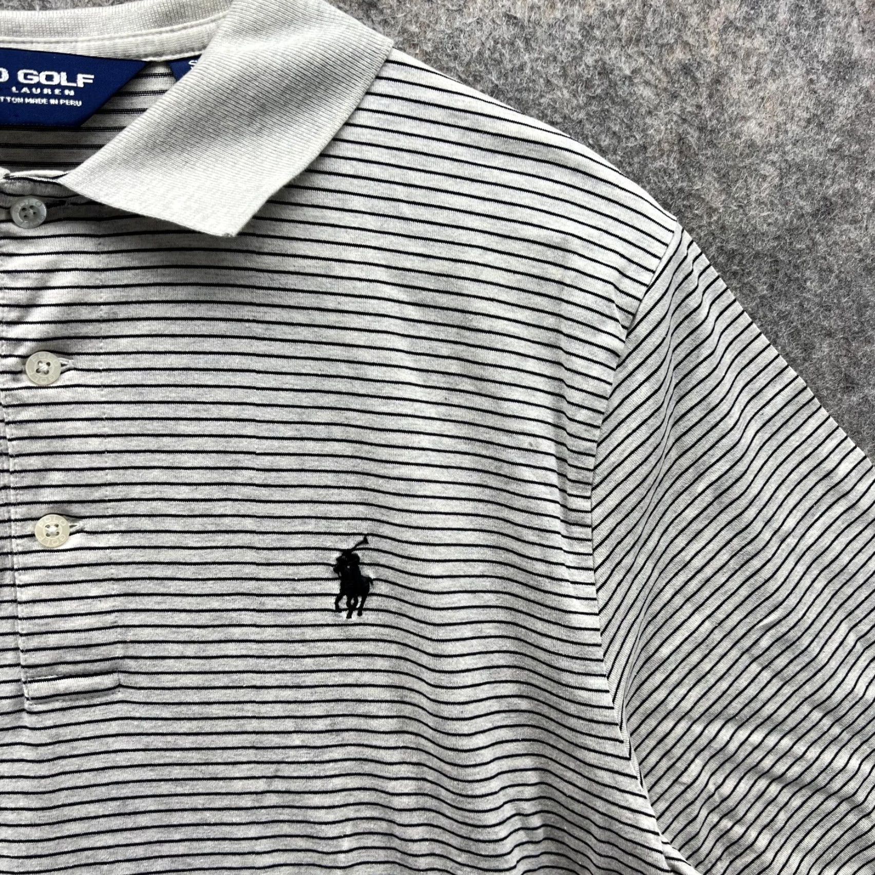 Ralph Lauren VINTAGE Ralph Lauren Polo Shirt Men Small Gray Striped Golf Pima Cotton Short Sleeve Polo Shirt Polo Golf Virginia Dept Mens XS? Size US S / EU 44-46 / 1 - 4 Thumbnail