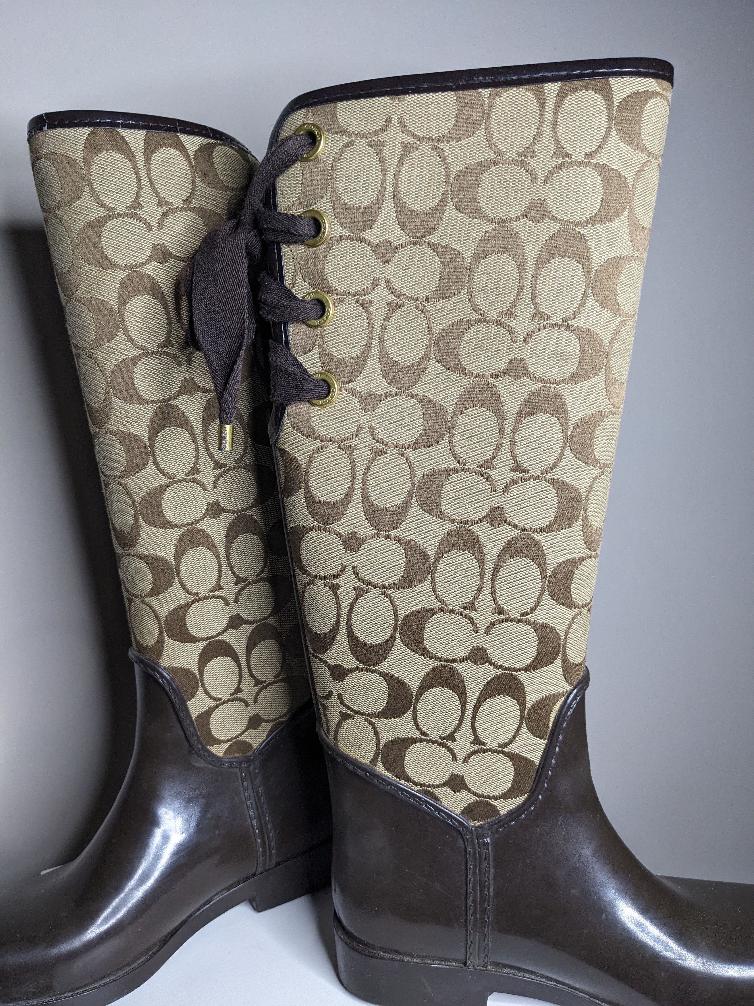 Coach Coach Tristee Signature Print Lace Up Rain Boots Size 5B AOP Size US 5 / IT 35 - 7 Thumbnail