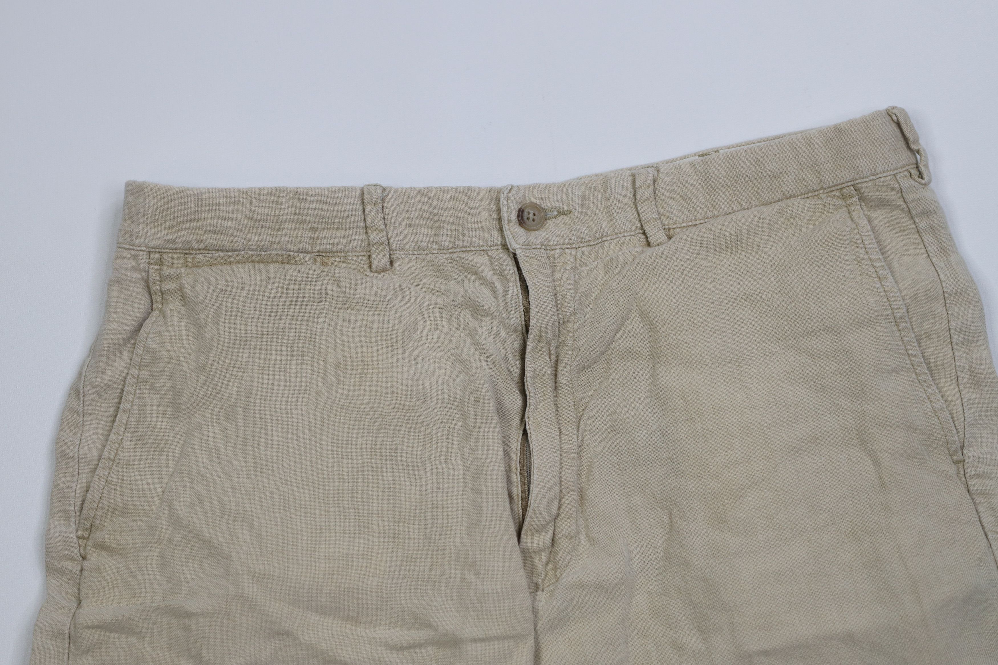 Ralph Lauren Vintage 90s Ralph Lauren Linen Above Knee Chino Shorts Beige Size US 34 / EU 50 - 2 Thumbnail