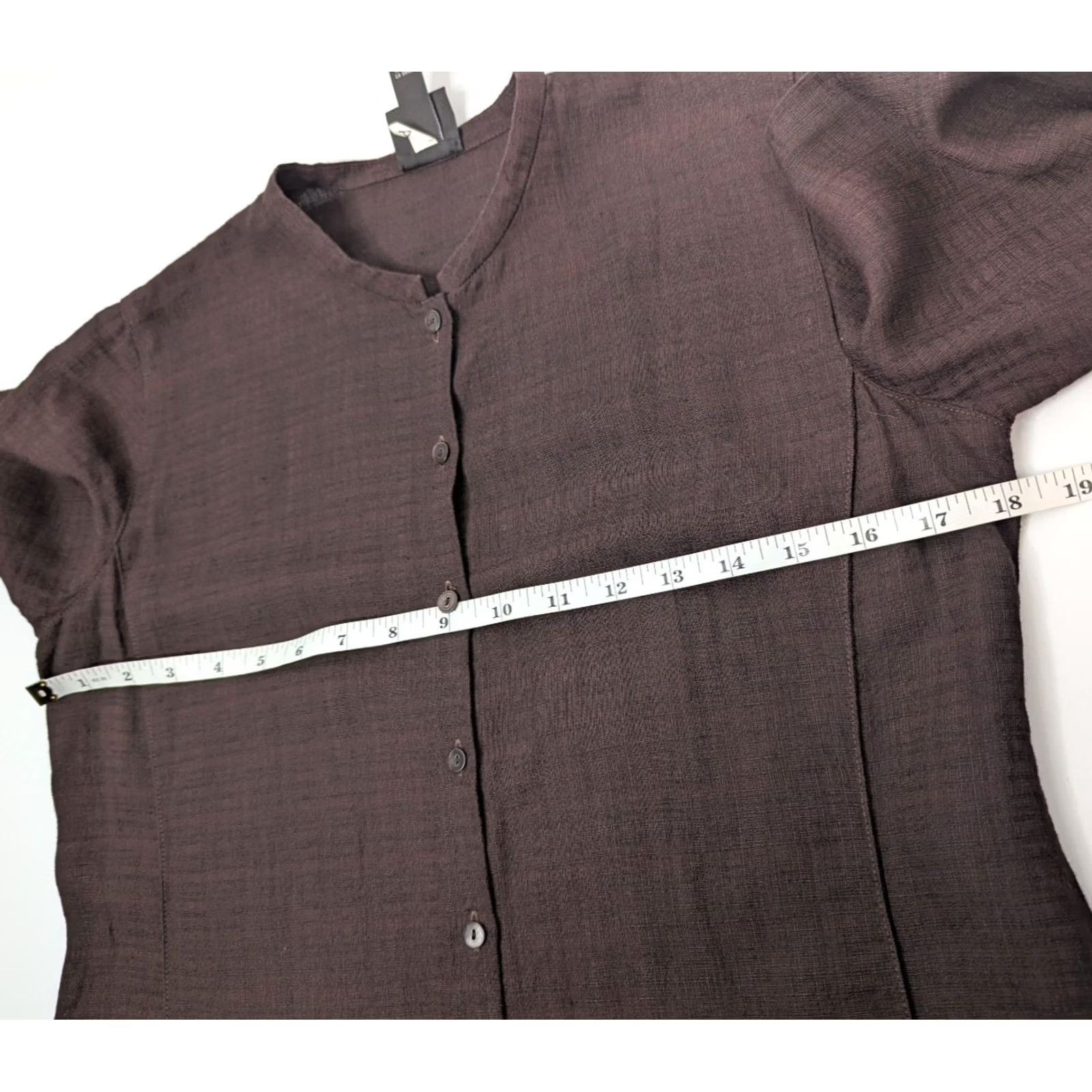 Eileen Fisher Eileen Fisher Brown Tunic Shirt PP 3/4 Sleeve Linen Blend Button Top Petite Size Women Size XXS / US 00 / IT 34 - 6 Thumbnail