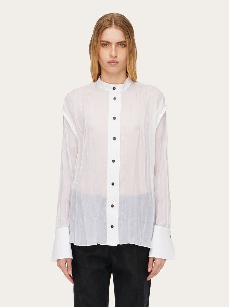 Salvatore Ferragamo o1s1rm0426 Irregular Pleat Shirt in White Size M / US 6-8 / IT 42-44 - 2 Thumbnail