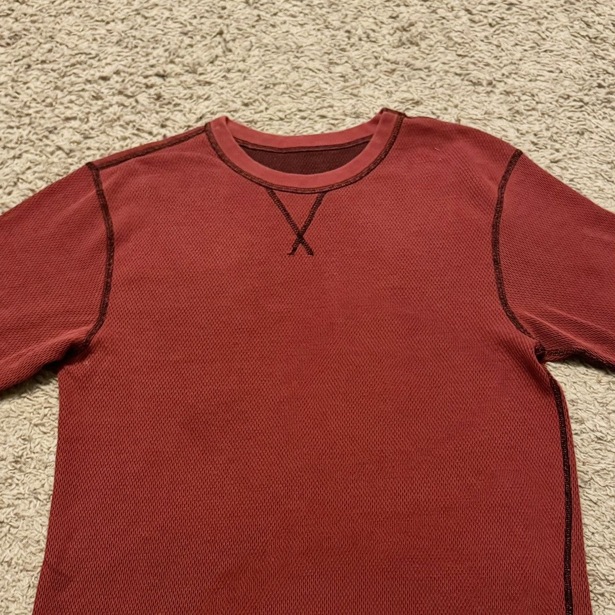 Vintage DARK RUST RED THERMAL SHIRT! Size US M / EU 48-50 / 2 - 3 Thumbnail