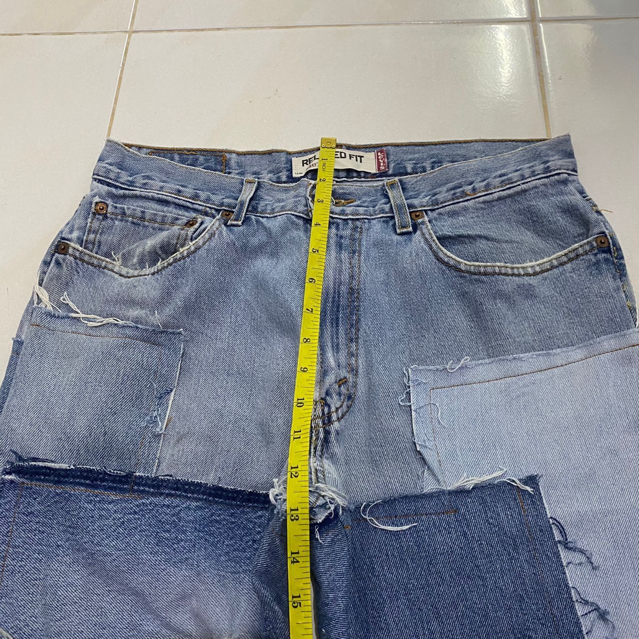Levi's Vintage Levis 550 Relaxed Fit Patchwork Reworked Denim Size US 33 - 16 Thumbnail