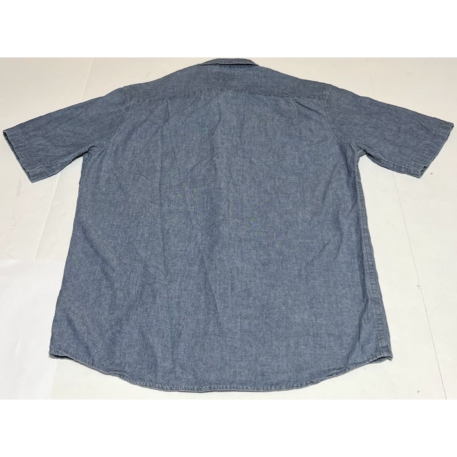 Wrangler Wrangler Men’s Chambray Shirt Button-Up Short Sleeve Pockets Cotton Blue Small Regular Classi c Casual Mens Shirt Size US S / EU 44-46 / 1 - 3 Thumbnail