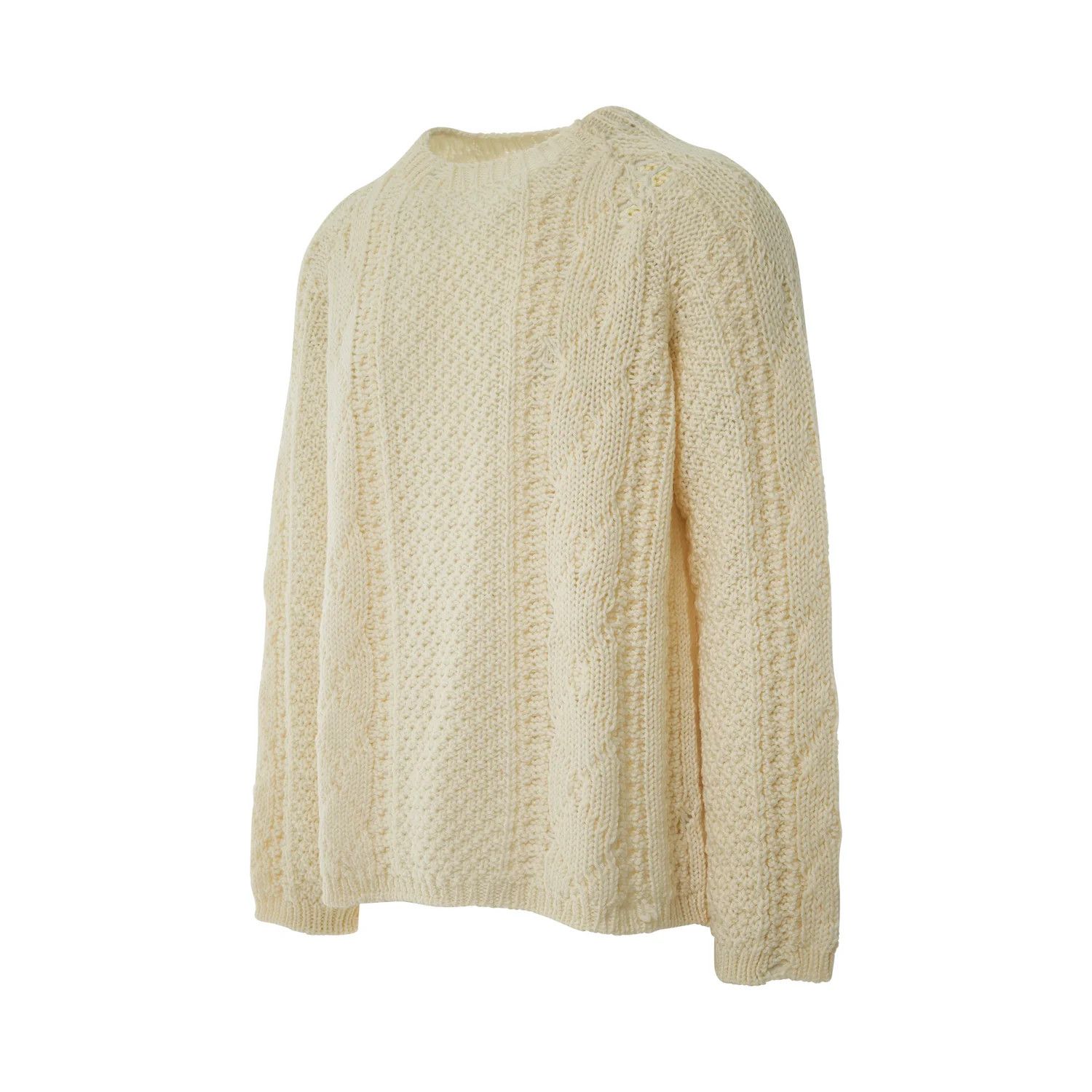 Maison Margiela o1y1124 Long Sleeves Distressed Panel Knit Sweater In Off Wh Size US XL / EU 56 / 4 - 2 Thumbnail