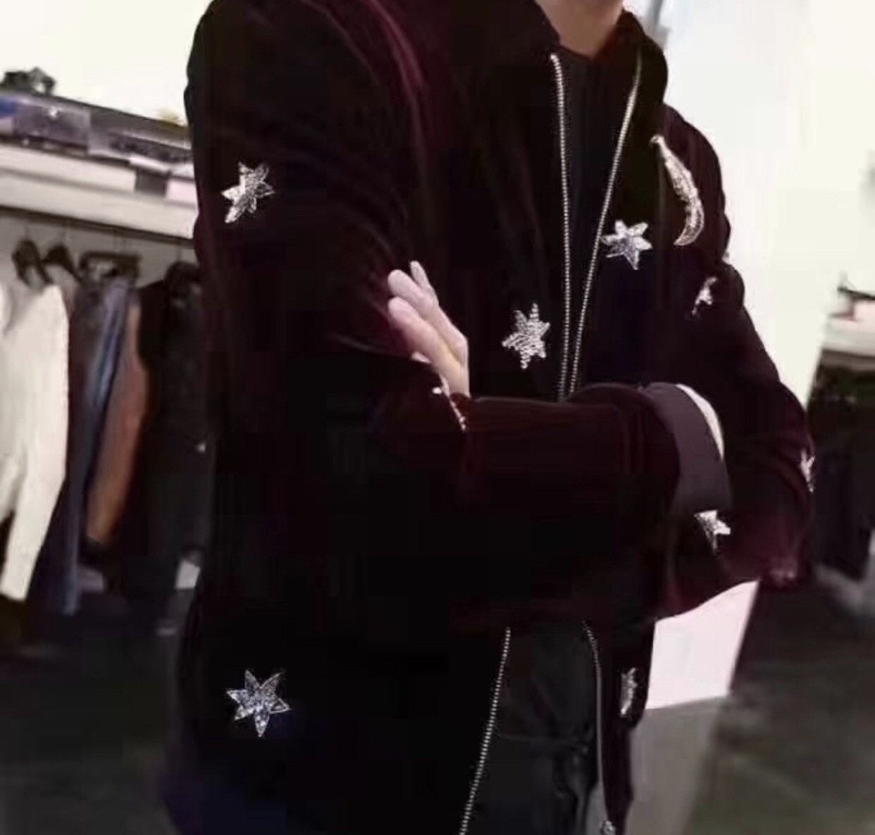 Saint Laurent Paris × Yves Saint Laurent Saint Laurent slp16FW Wine Red Velvet Star Moon Jacket2412- Size US M / EU 48-50 / 2 - 3 Thumbnail