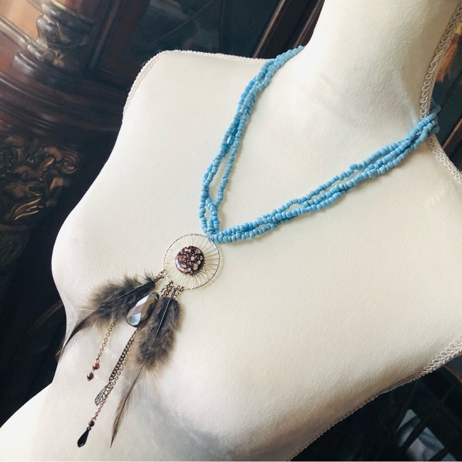 Handmade Handcrafted howlite southwestern medallion necklace Size ONE SIZE - 1 Thumbnail
