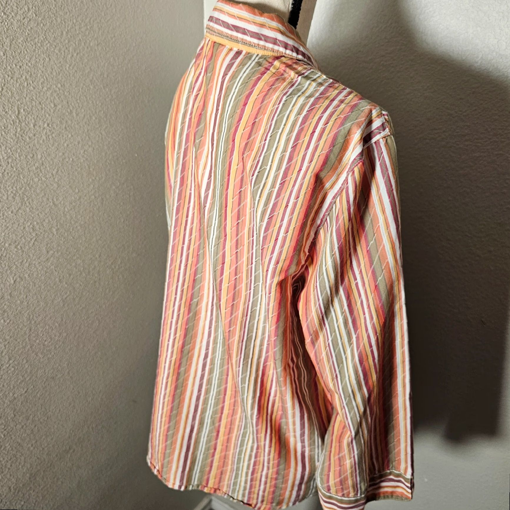 Vintage Alfred Dunner Shirt Women's Size 16 Orange Stripe Autumn Snap Button Size XXL / US 16-18 / IT 52-54 - 4 Thumbnail