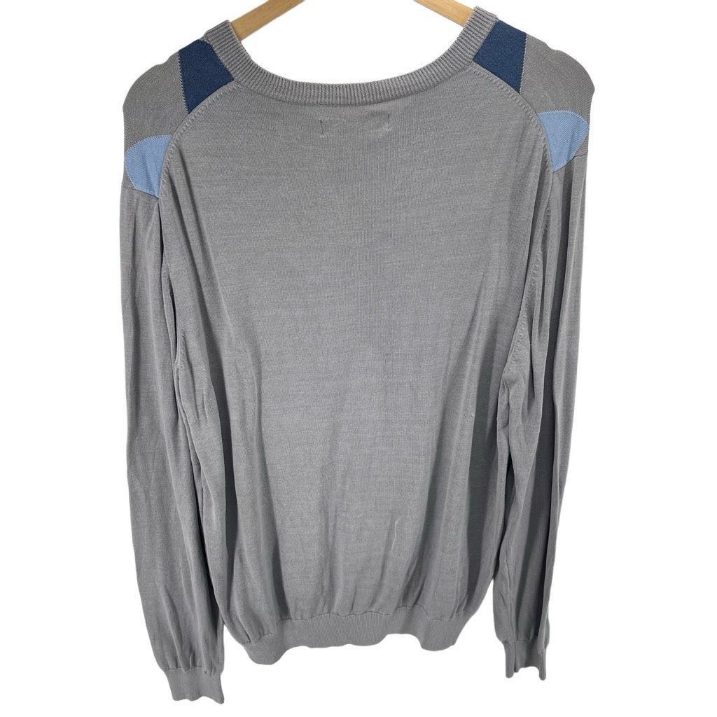 Other Kenneth Roberts Men’s Silk Blend Argyle V Neck Pullover Sweater Gray Blue Large Size US L / EU 52-54 / 3 - 4 Thumbnail