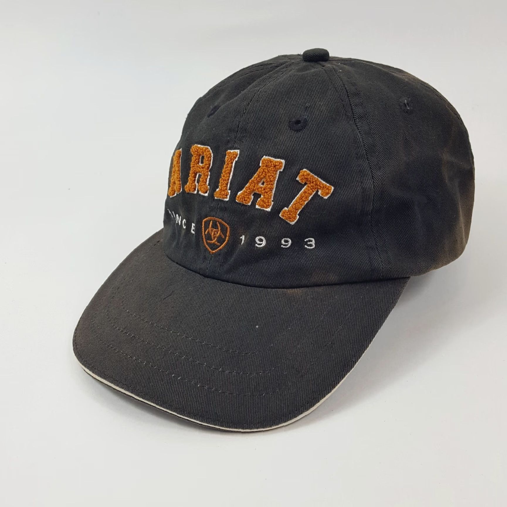 Ariat VINTAGE Ariat Baseball Cap Sun Faded Workwear Snapback Adjustable Black One Size Men Hat 90s Grunge USA 00s Workwear Baseball Mens Size ONE SIZE - 3 Thumbnail