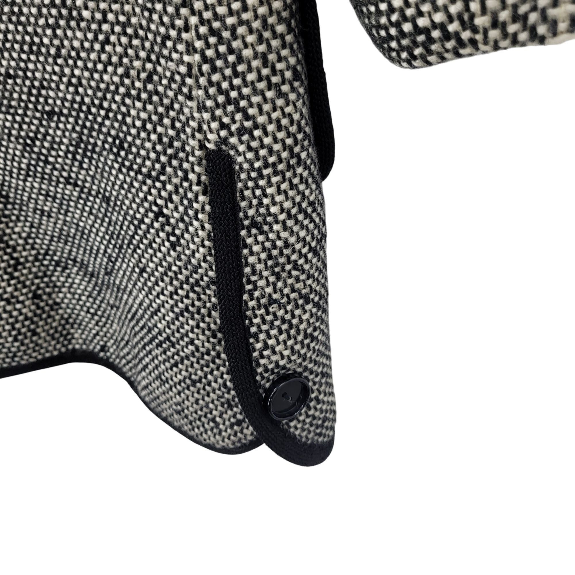 Vintage Vtg 70s Petite Tweed Long Line Coat Sz PS Black White Contra Size S / US 4 / IT 40 - 9 Thumbnail