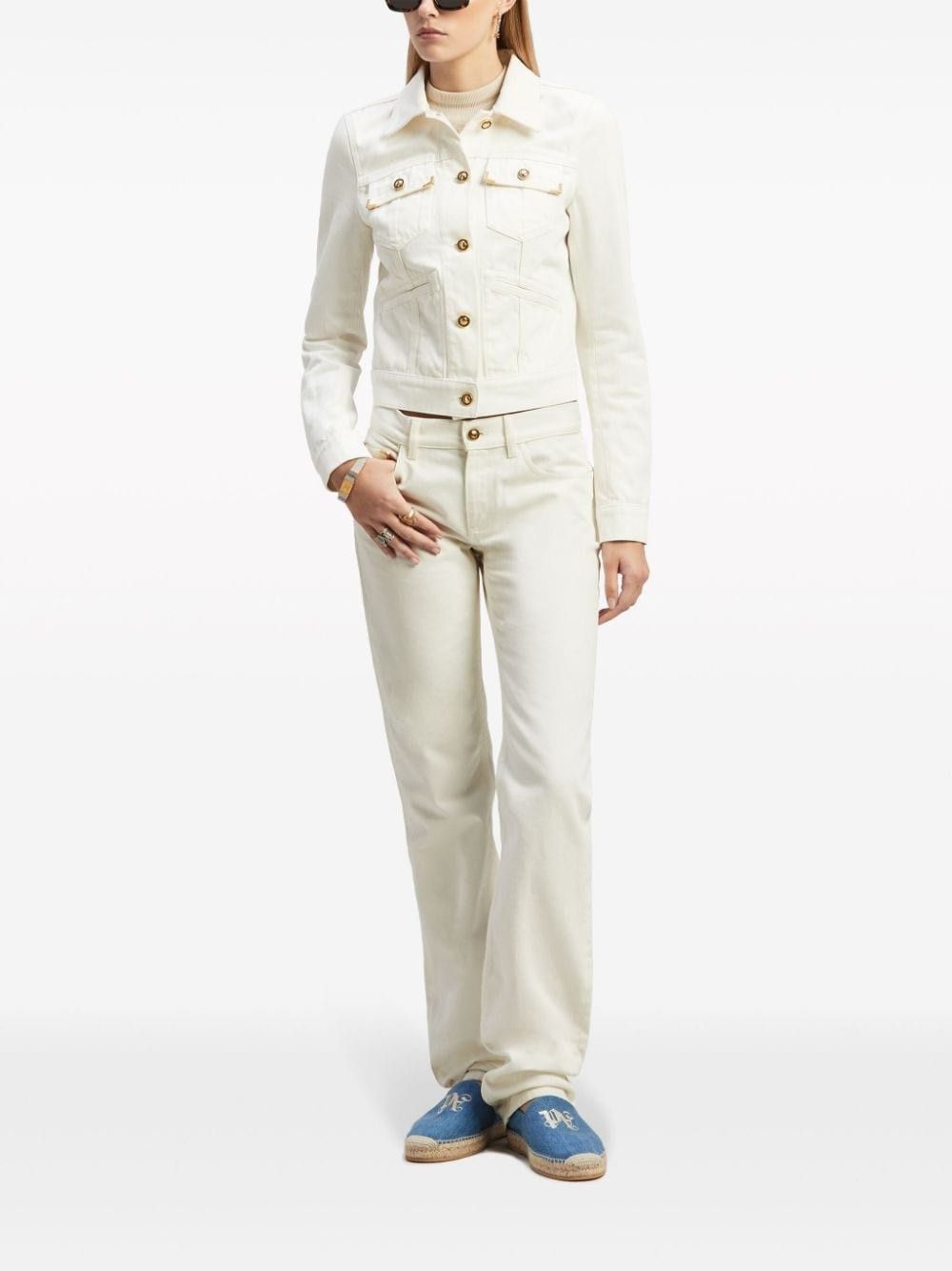 Palm Angels o1s22i1n0824 Gold Metal Detailing Jeans in White Size 27" / US 4 / IT 40 - 3 Thumbnail