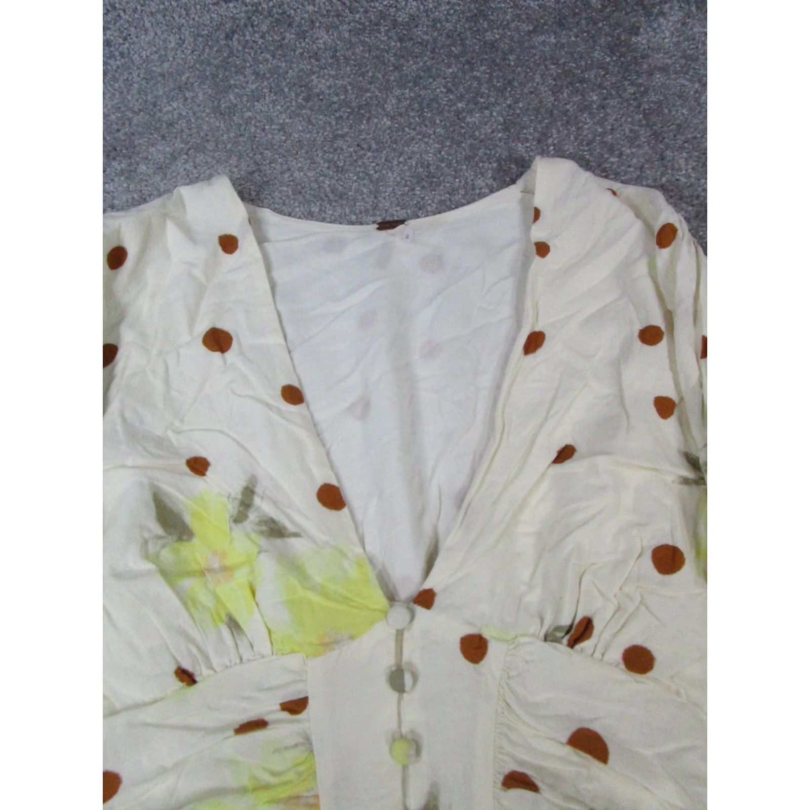 Free People Free People Womens Dress Small Beige Red Yellow Floral Blouson Size S / US 4 / IT 40 - 2 Thumbnail
