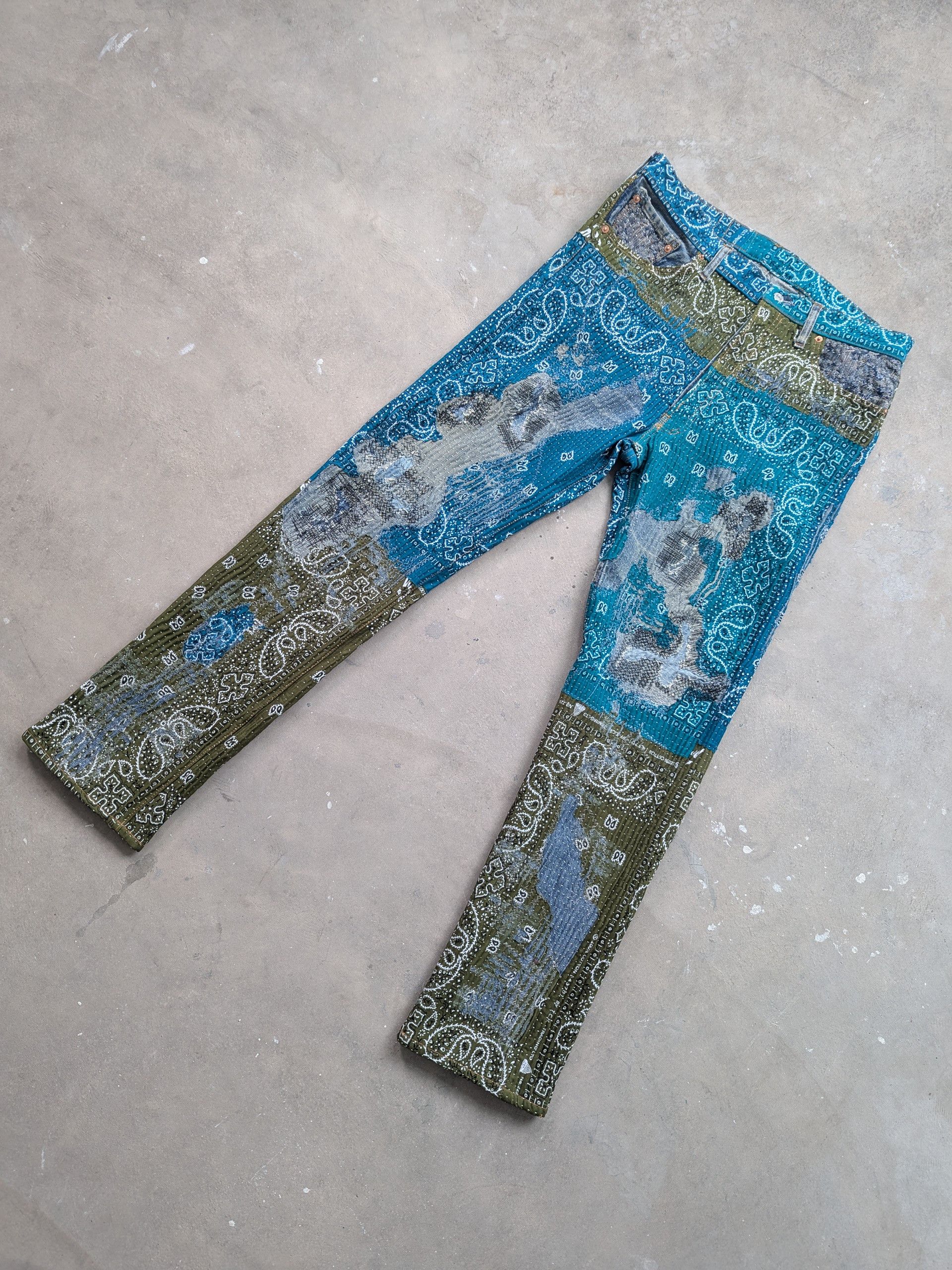 Levi's Vintage Levis Bandana Boro Sashiko Distressed Custom Made Size US 35 - 6 Thumbnail