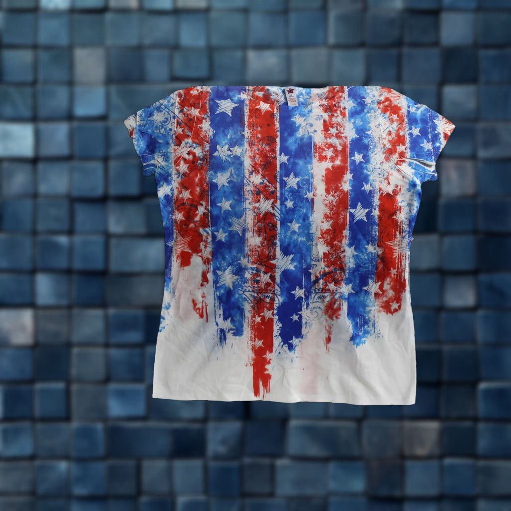 Vintage AMERICAN FLAG INDEPENDENCE DAY TIE DYE LOOK USA WOMEN T-SHIRT Size M / US 6-8 / IT 42-44 - 1 Thumbnail