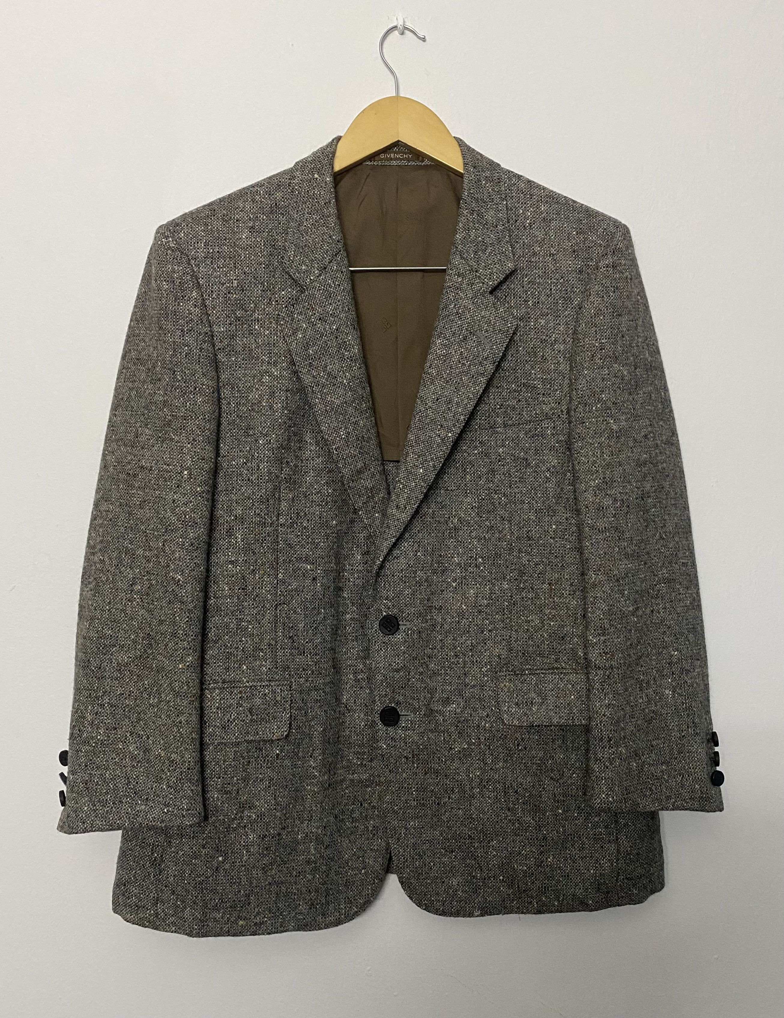 Givenchy Tweed Wool Blazer Speckled Two-Button Coat Jacket