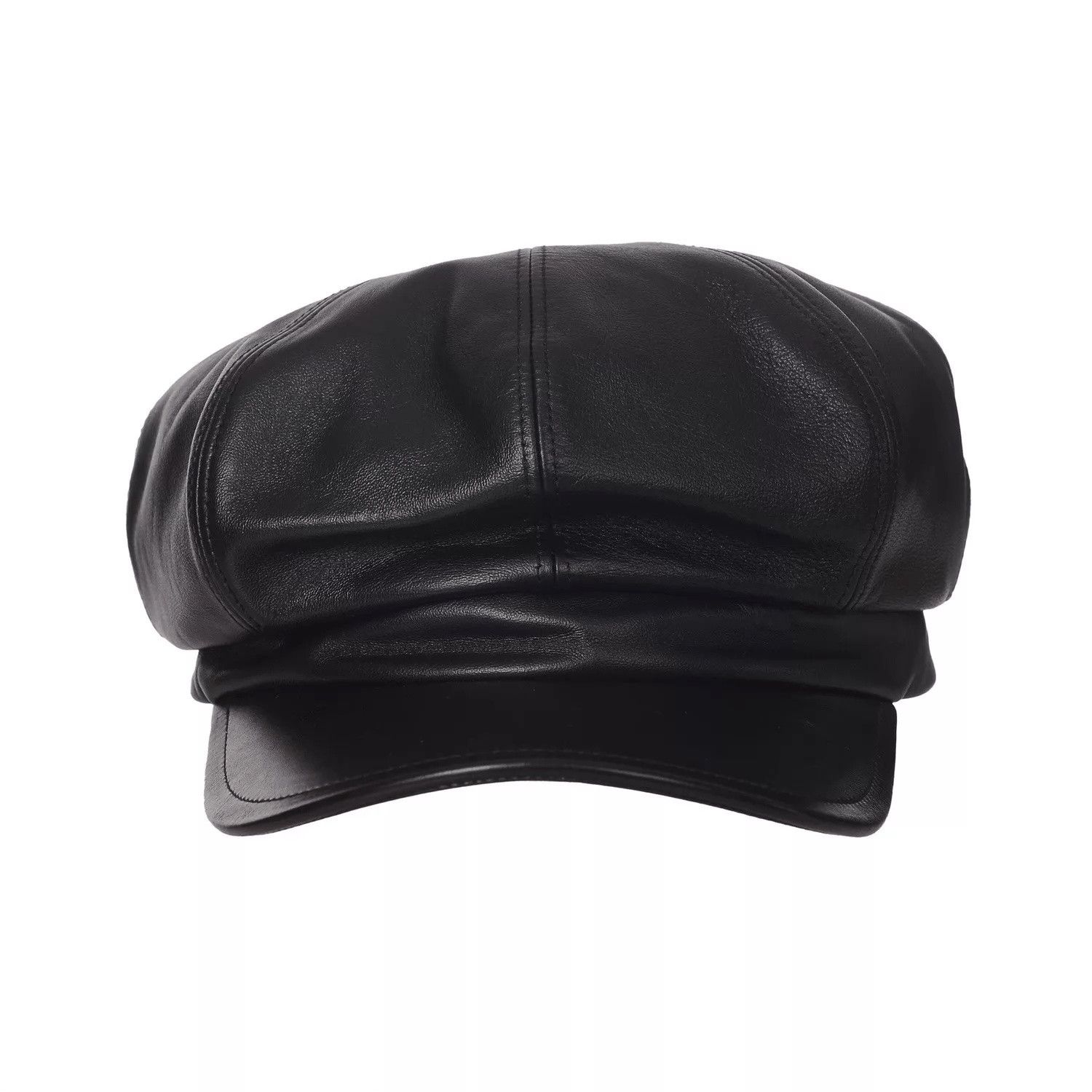 Prada Black Leather Flat Cap Size ONE SIZE - 1 Thumbnail