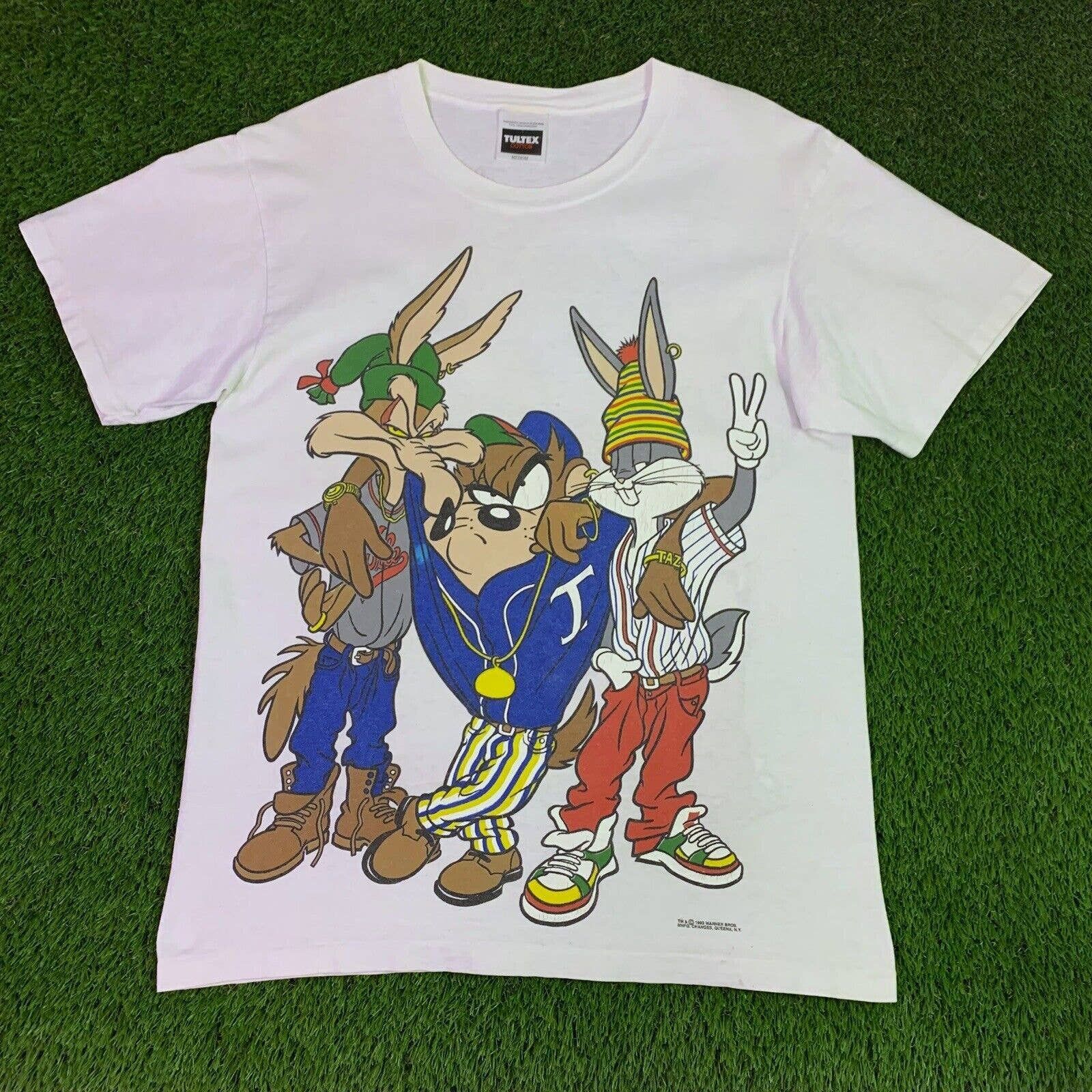 Vintage 90s Looney Tunes TLC Parody Bugs Bunny Taz T-Shirt Size Large