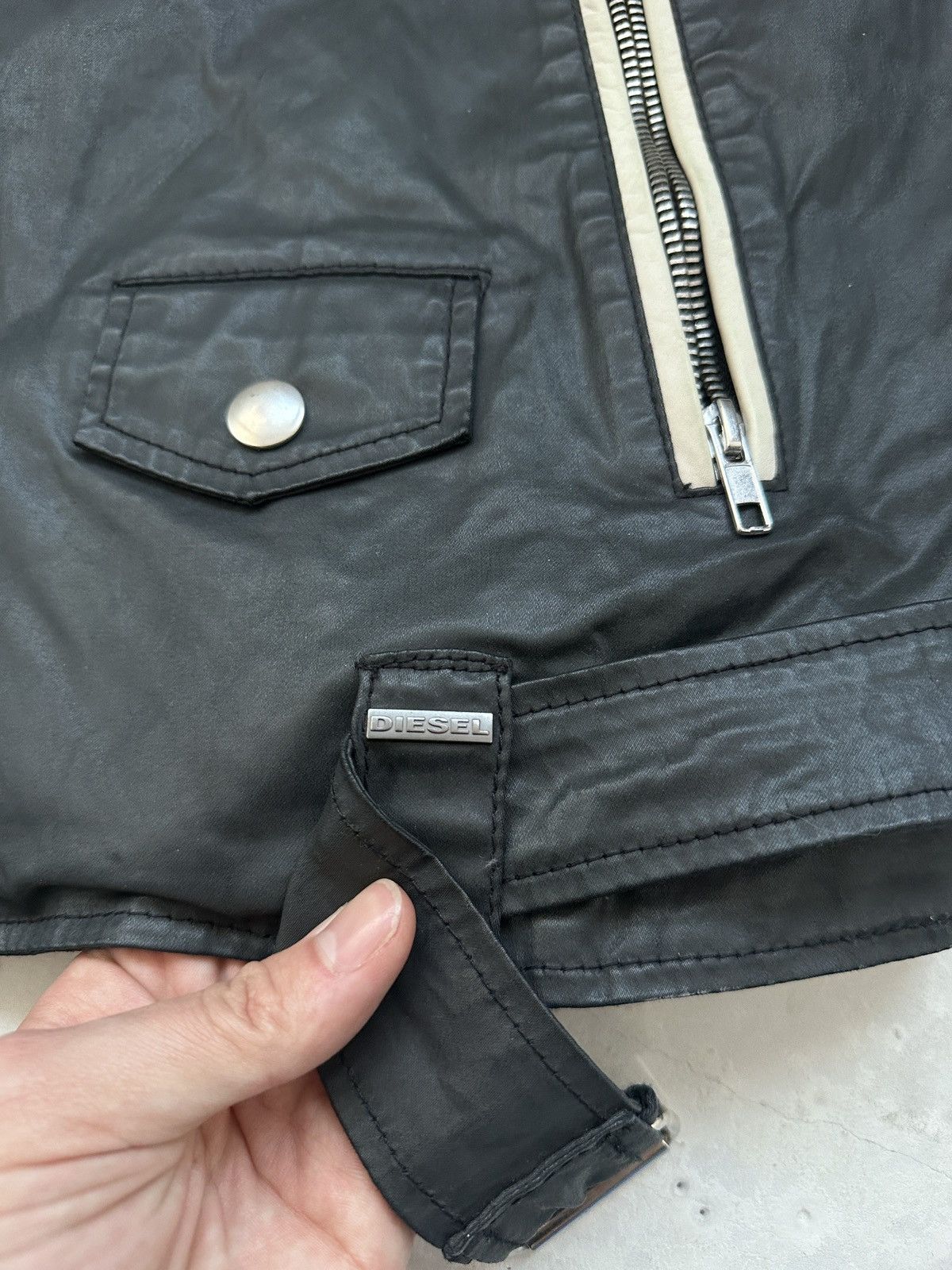 Designer × Diesel Diesel Waxed cotton and leather ramone biker jacket Y2K Size US XL / EU 56 / 4 - 9 Thumbnail