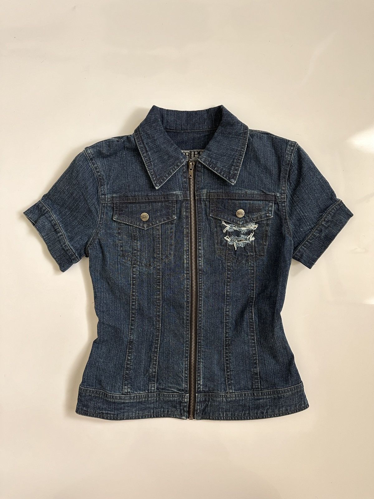 Japanese Brand Vintage Tripp Nyc Zipped-up Denim Jacket Top Size S / US 4 / IT 40 - 2 Thumbnail