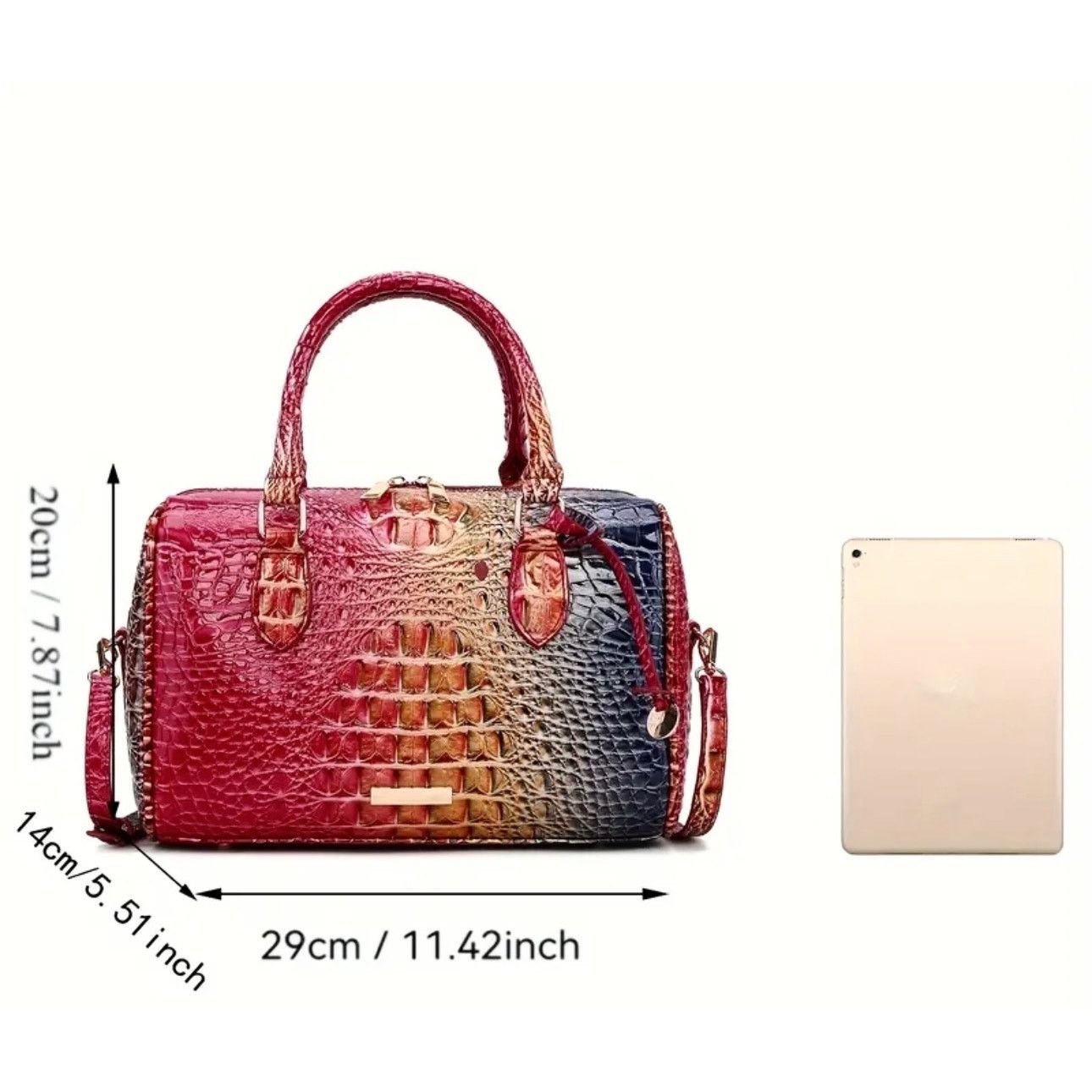 Other Crocodile Embossed Boston Top Handle bag Red Yellow Blue Size ONE SIZE - 6 Thumbnail