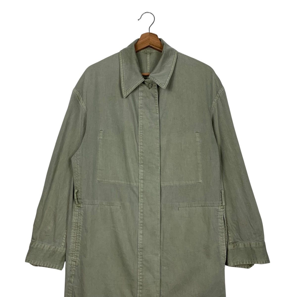 Lemaire × Uniqlo Uniqlo X LEMAIRE Faded Green Long Coat Jacket #2729-C123 Size US L / EU 52-54 / 3 - 3 Thumbnail