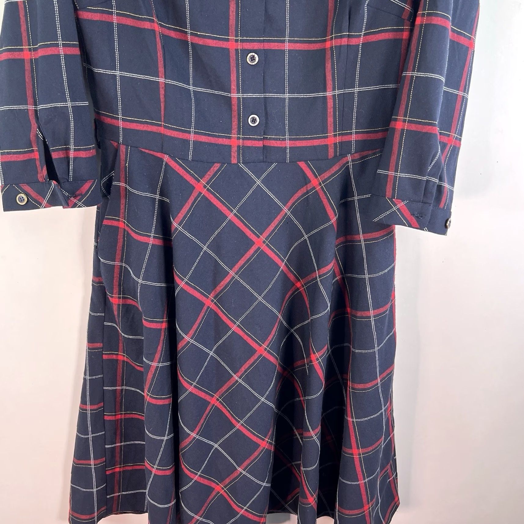 Vintage VINTAGE Verom Plaid Midi Dress Womens 8 Blue Size M / US 6-8 / IT 42-44 - 4 Thumbnail