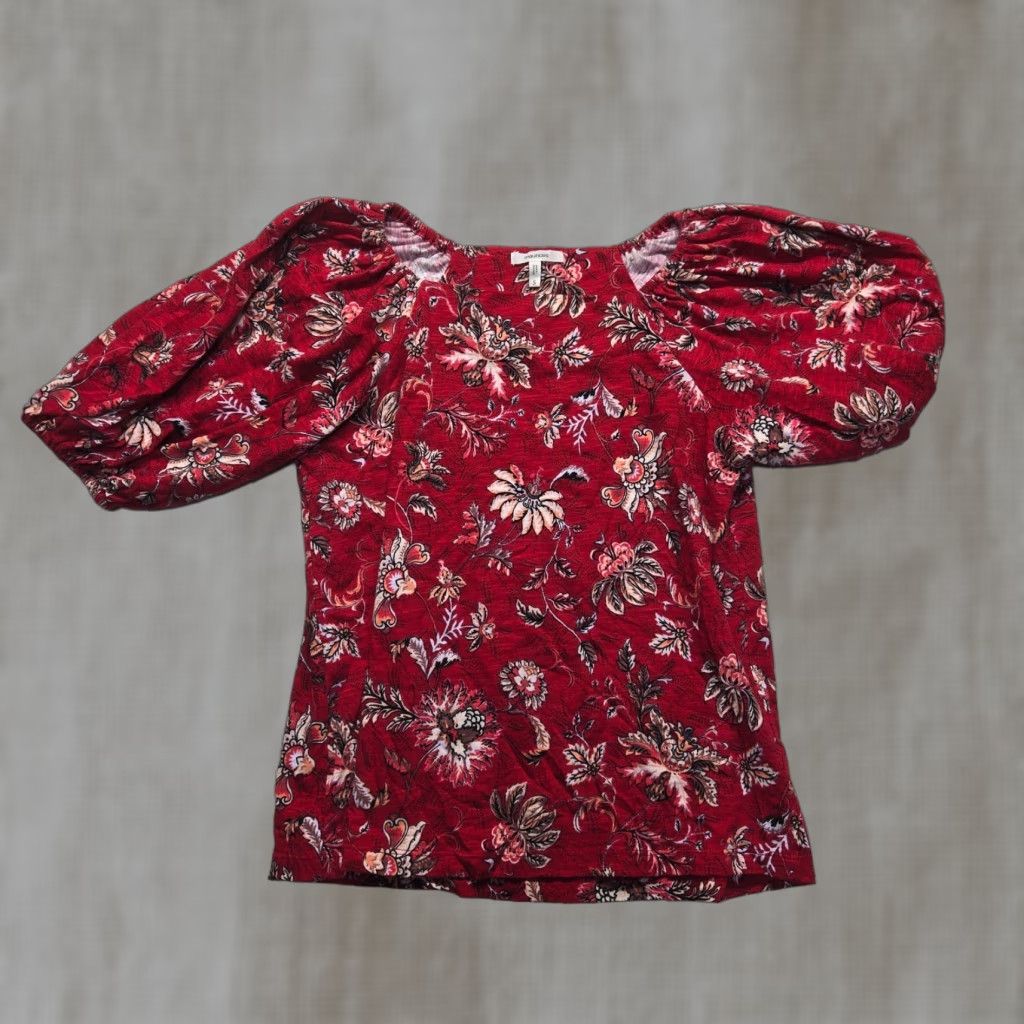 Vintage Maurices Shirt Womens Blouse Cowl Neck Cap Sleeve Red S Small Casual Office Vintage? Size S / US 4 / IT 40 - 1 Thumbnail