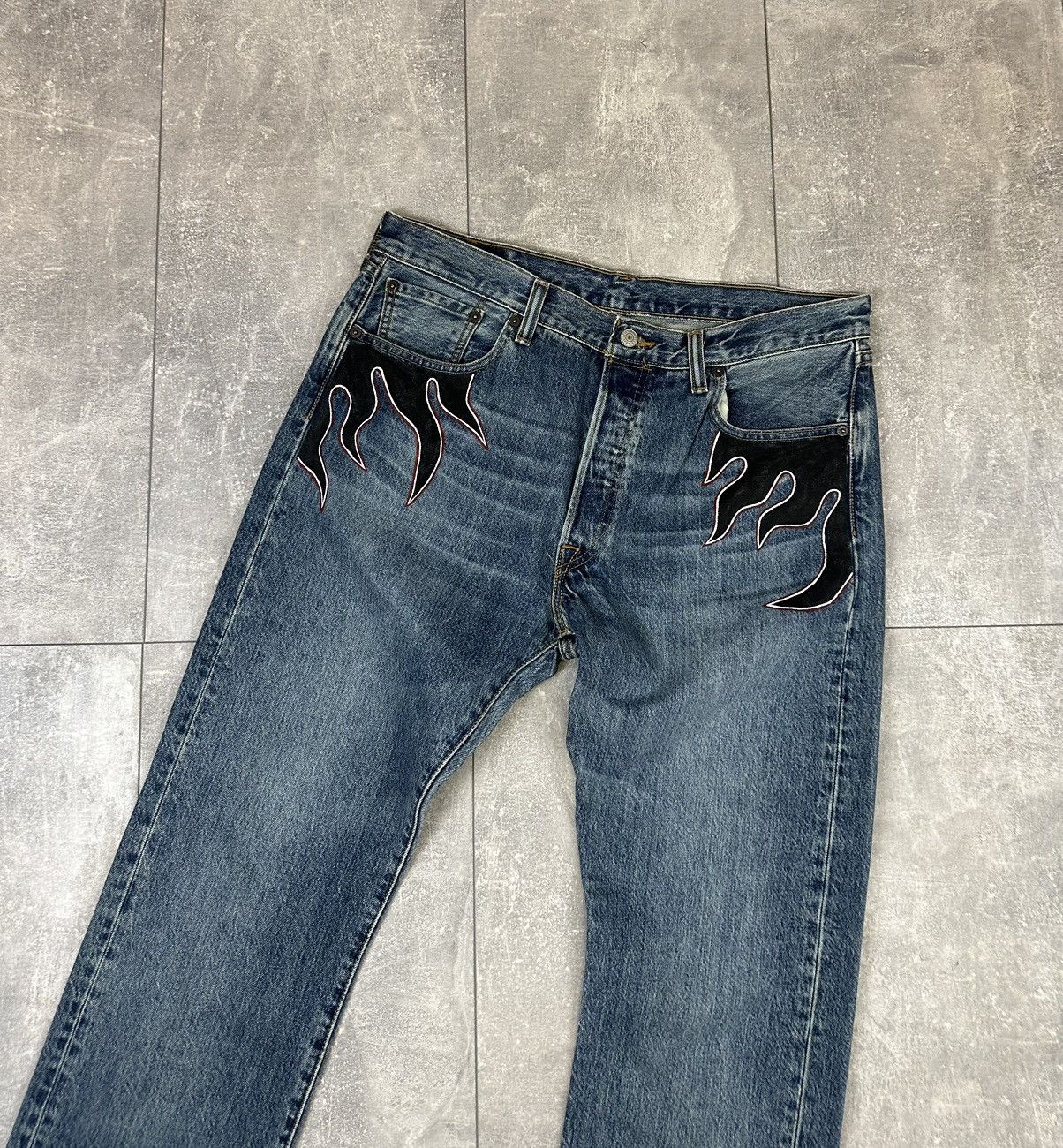 Vintage Vintage Levi’s Hand Made Fire Pants Denim Jeans Size US 34 / EU 50 - 4 Thumbnail