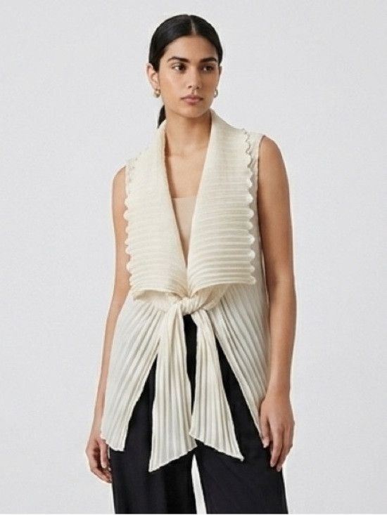 Other Lundstrom Chiffon Pleated Tie Front Vest Jacket - NWTs! Size XL / US 12-14 / IT 48-50 - 1 Thumbnail