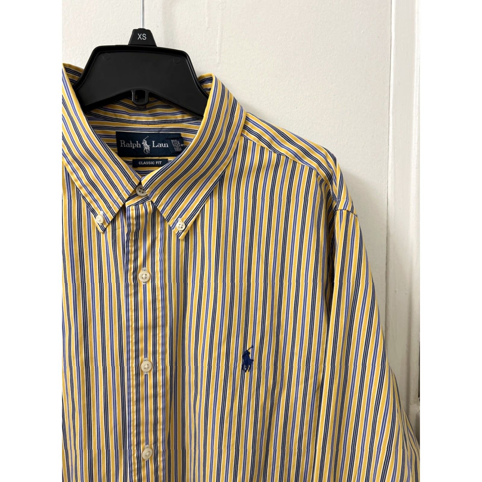 Polo Ralph Lauren VINTAGE Ralph Lauren Shirt Mens 2XL Yellow Blue Striped Classic Fit Button Down L/S Size US XXL / EU 58 / 5 - 4 Thumbnail