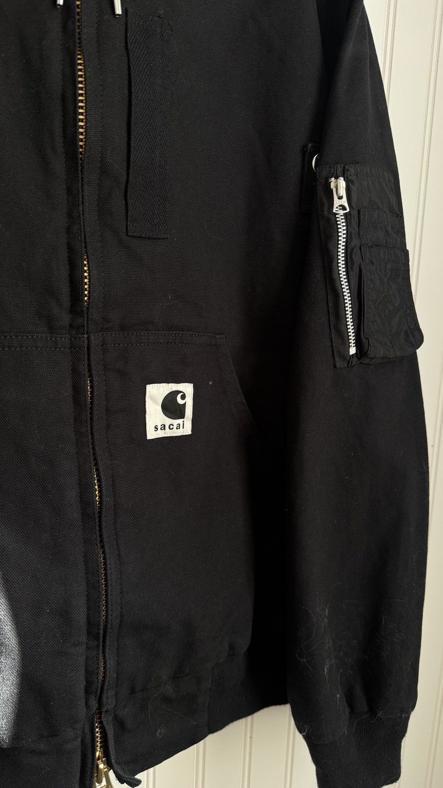 Carhartt × Sacai Carhartt x Sacai Duck Hooded Black Jacket Japan Size 3 Size US L / EU 52-54 / 3 - 2 Thumbnail