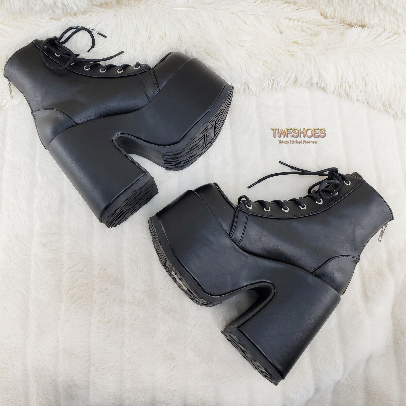 DEMONIA Camel 203 Stacked Matte Platform Goth Punk Ankle Boo