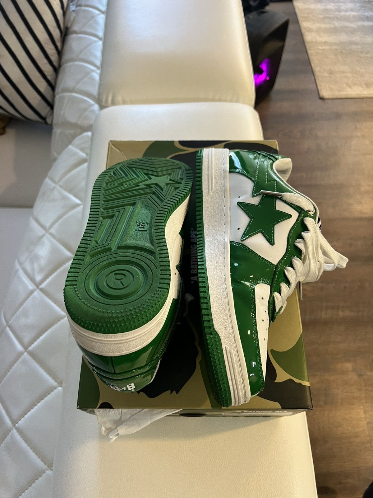 Bape Bapesta patent leather green Size US 9.5 / EU 42-43 - 4 Thumbnail