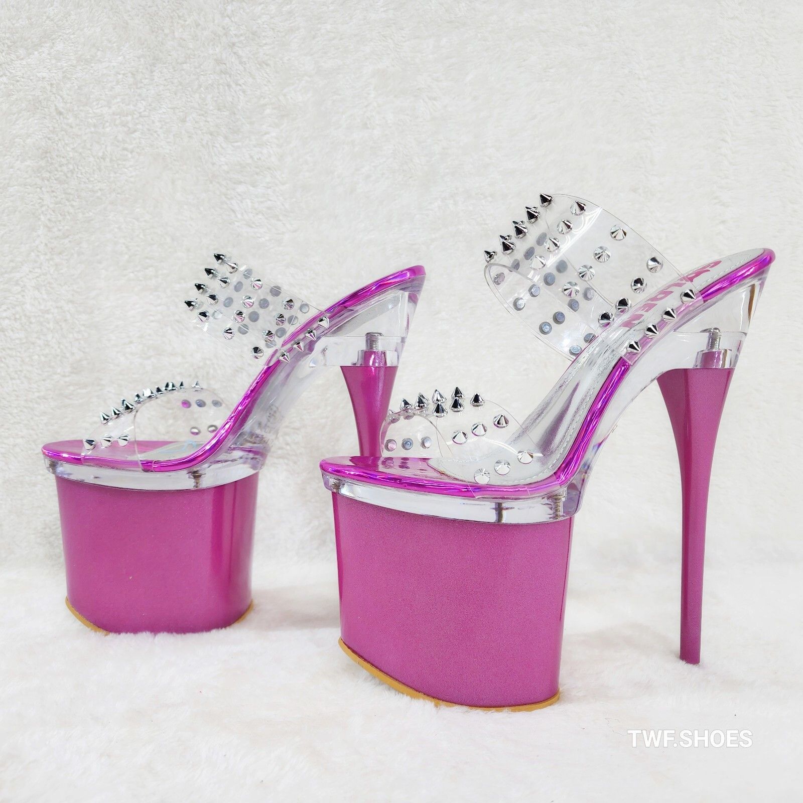 Other Bulls Sleek Slim 8" Towering Platform Heels Purple Double Cl Size US 8.5 / IT 38.5 - 6 Thumbnail