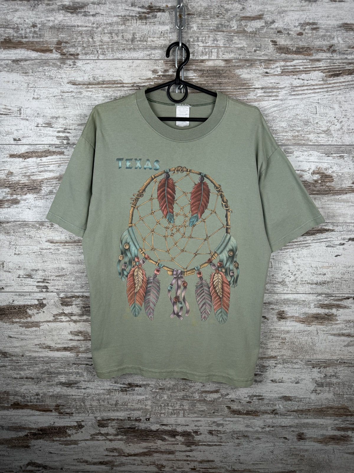 Vintage Texas Vintage 90s Dreamcatcher T-shirt single stitch olive Size US M / EU 48-50 / 2 - 2 Thumbnail