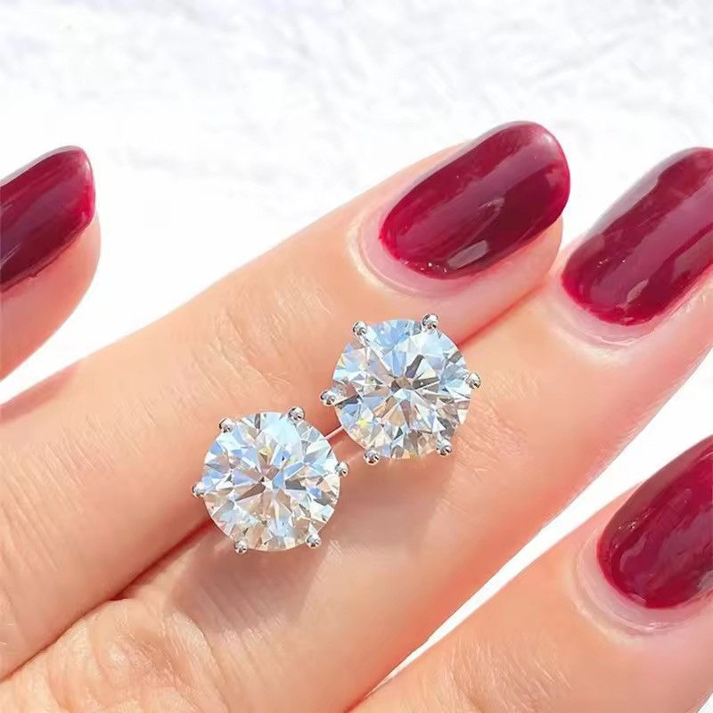 Sterling Silver 925 silver moissanite 0.5 carat earrings (5 mm) Size ONE SIZE - 3 Thumbnail