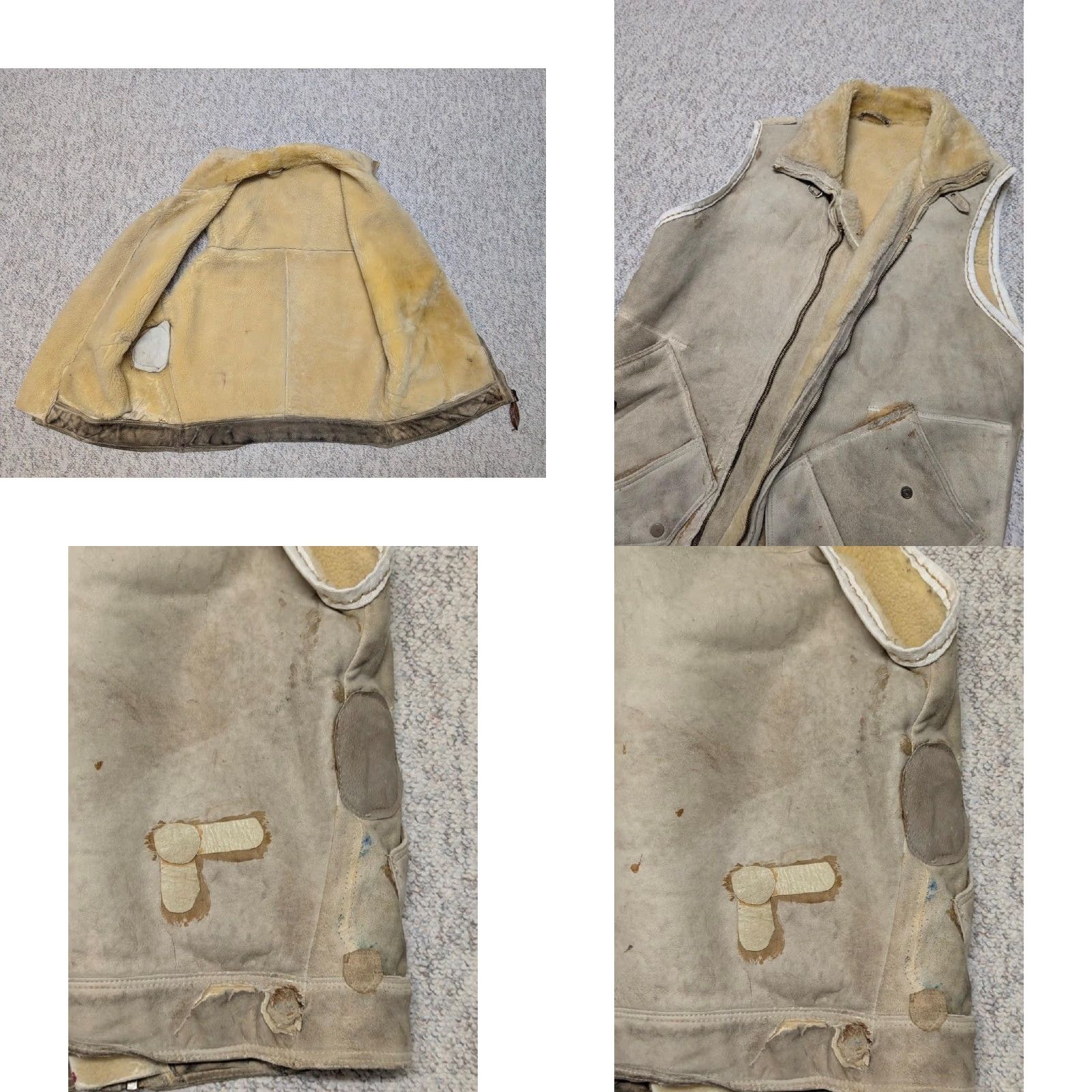 Vintage VINTAGE shearling leather M bomber WWII military TRADING POST vest rrl SHEARLING leather M vest Mens brown tan 42 in 90s style Size US M / EU 48-50 / 2 - 9 Thumbnail