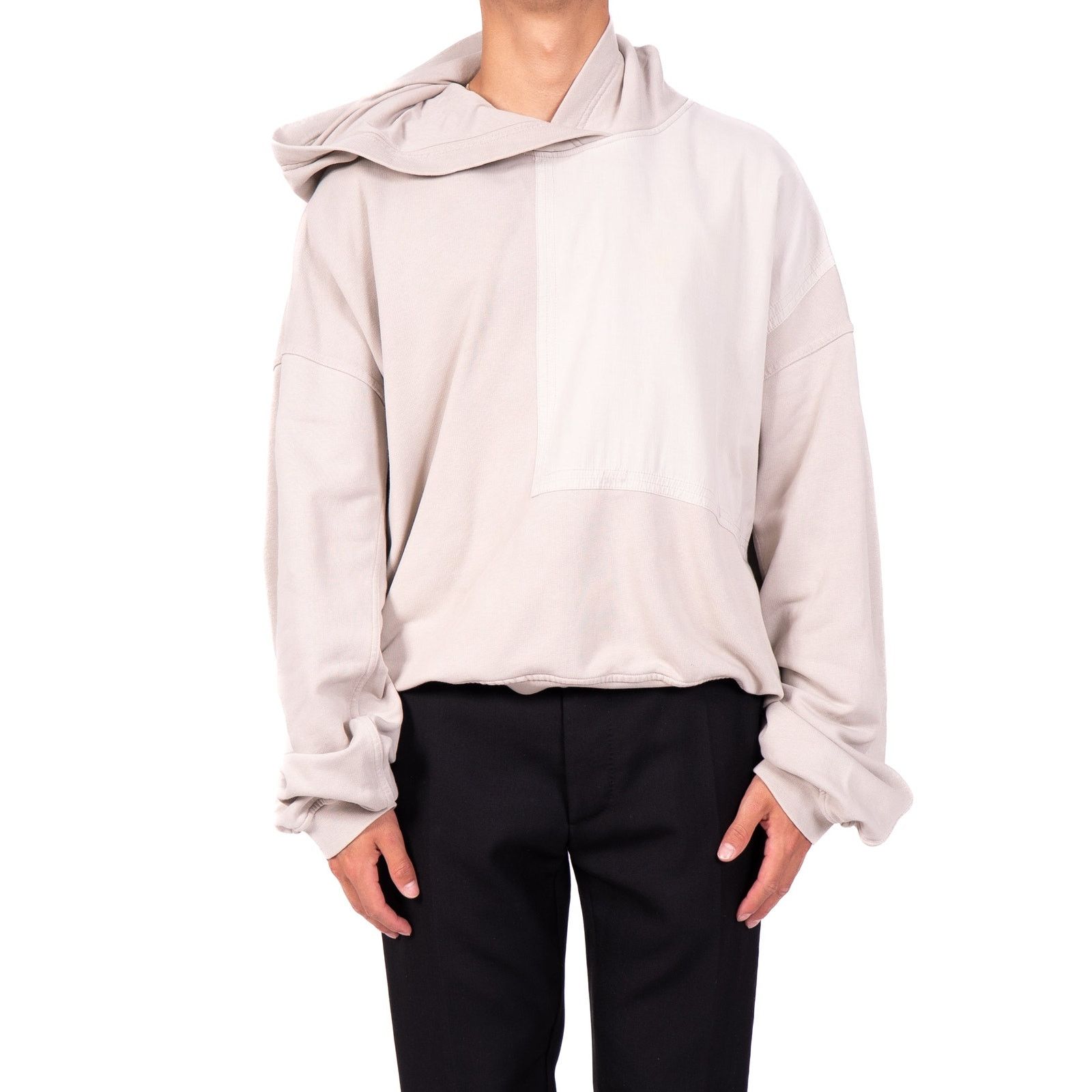 SS20 Oversized Panelled Perth Hoodie in Grey Cotton