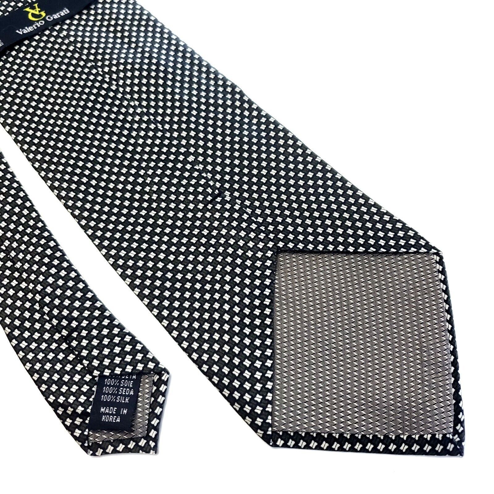 Designer Valerio Garati Green White Print Geometric Wide Silk Tie Size ONE SIZE - 5 Thumbnail