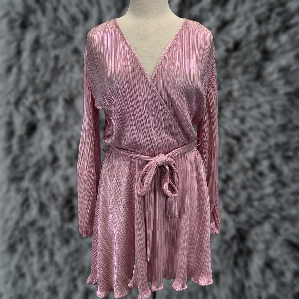 Vintage Bardot Bellies Dress Sz Small 6 Pink Pleated Faux Wrap Tie Party Cocktail Girly Size S / US 4 / IT 40 - 1 Thumbnail