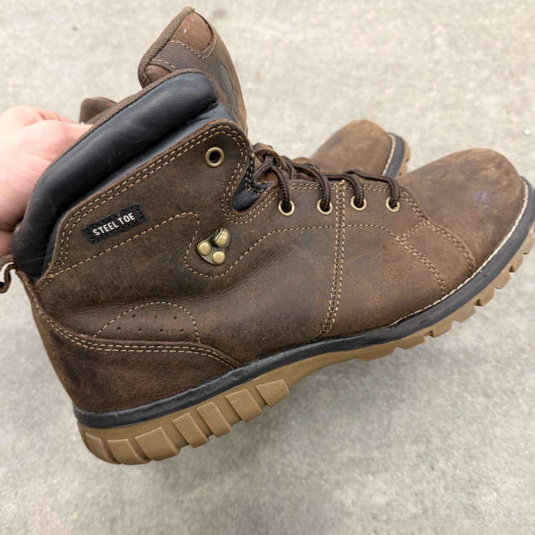 Vintage VINTAGE Buffalino Work Used Men 14 M Brown Leather Steel Toe Work Ankle Boots Size US 14 / EU 47 - 5 Thumbnail