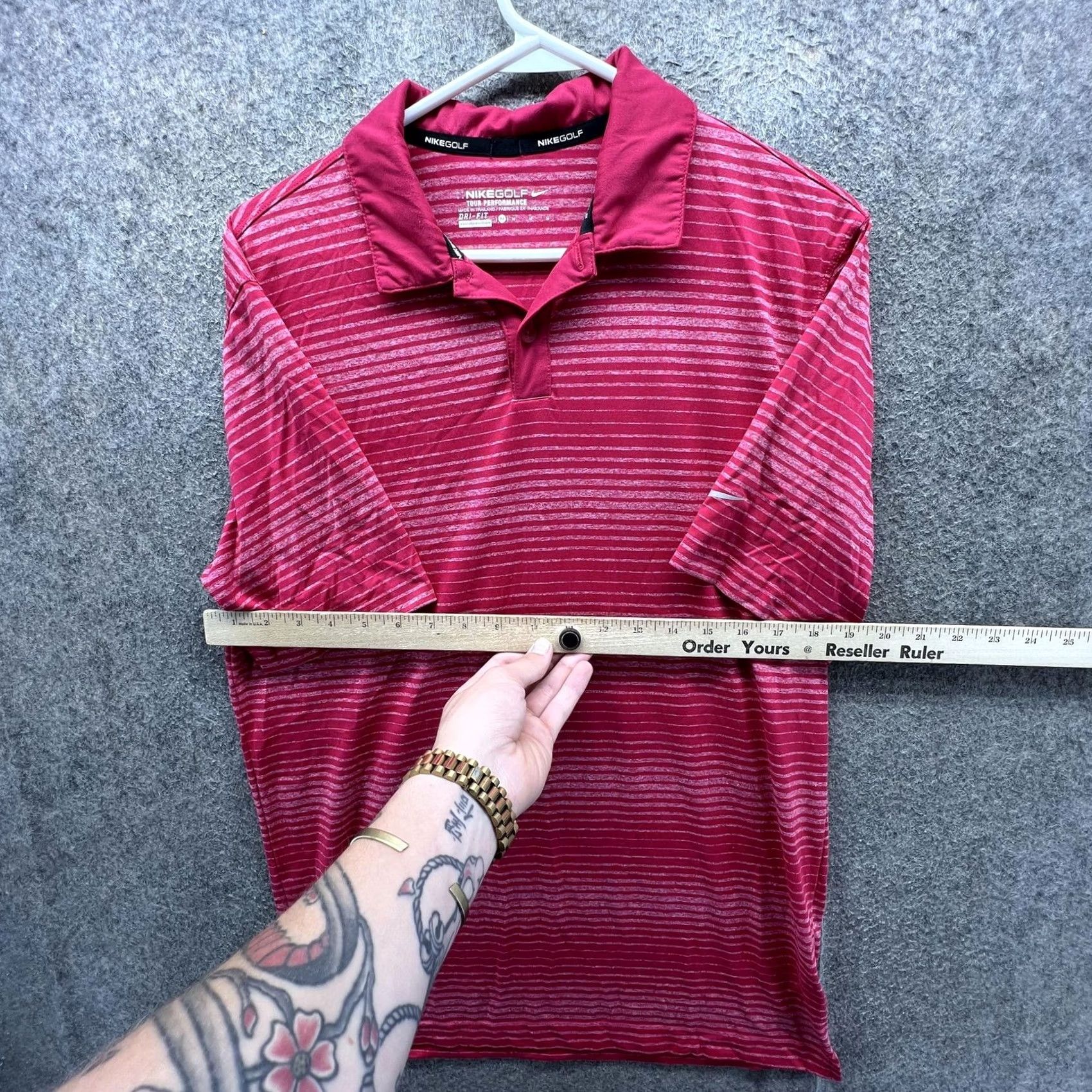 Nike Nike Golf Dri-FIT Polo Shirt Mens M Pink Stripe Tour Performance Golf Shirt Size US M / EU 48-50 / 2 - 4 Thumbnail