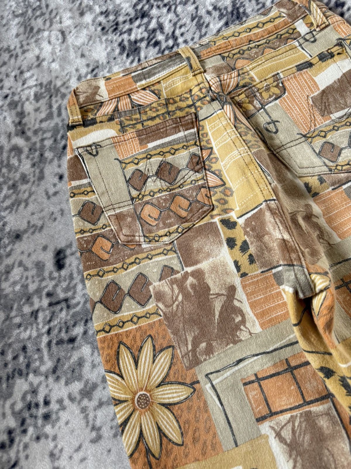 Other Angelo Marani Sun Flower Abstracts Art Denim Pants Size 26" / US 2 / IT 38 - 13 Thumbnail