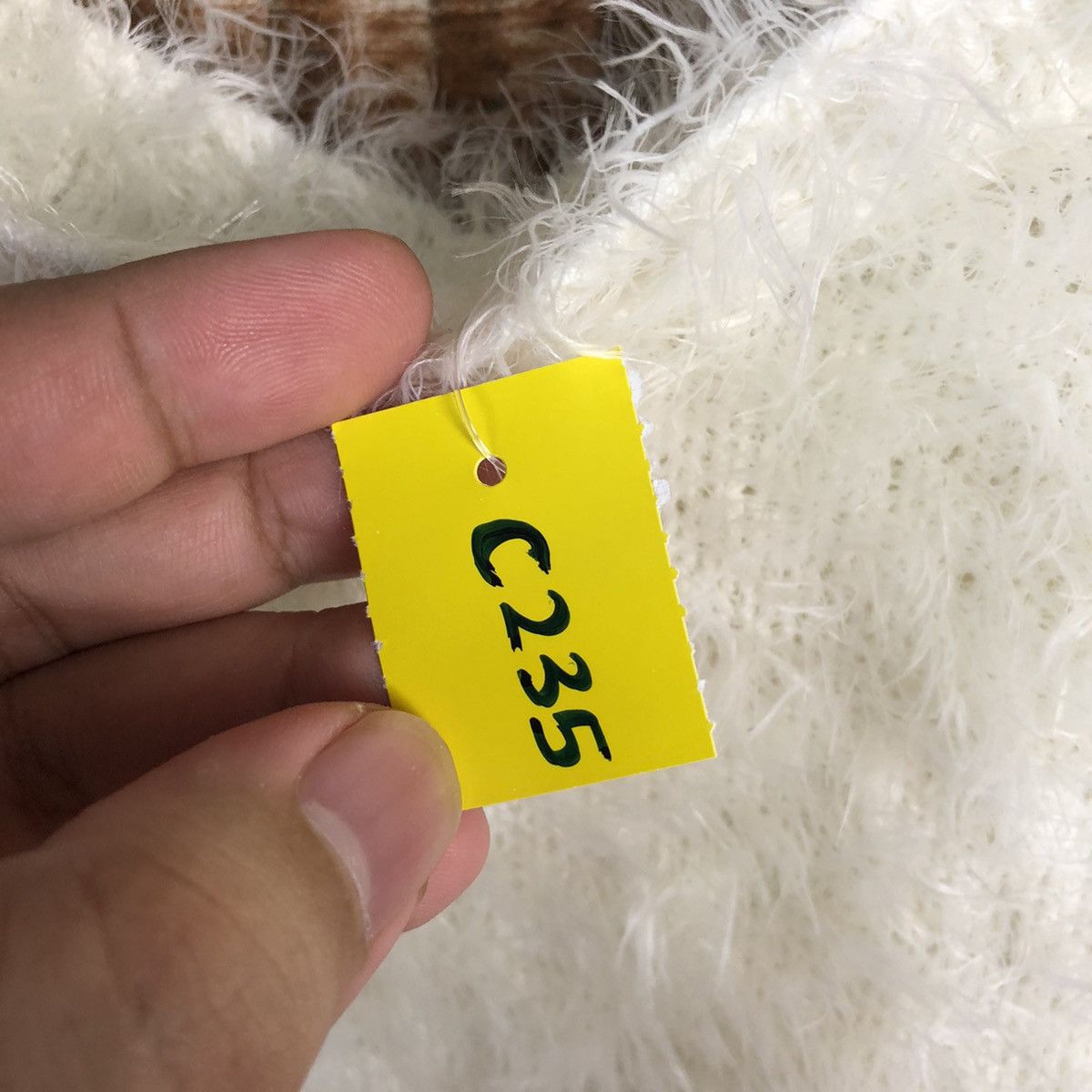 Homespun Knitwear DLL Heather White fur shaggy Mohair Knitwear #C235 Size S / US 4 / IT 40 - 9 Thumbnail