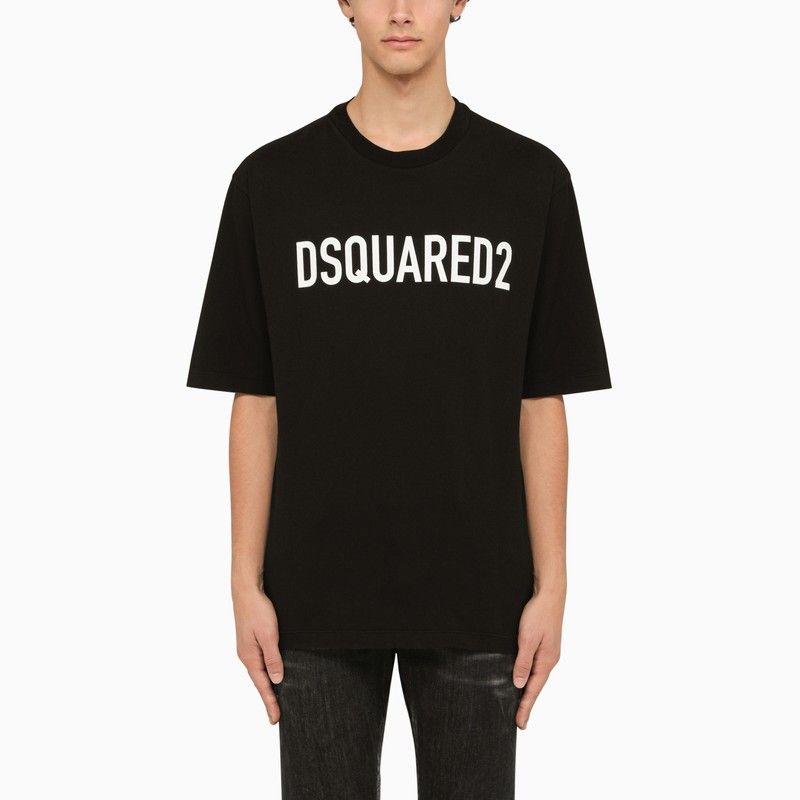 image of Dsquared2 Black Crew-Neck T-Shirt With Logo, Men's (Size XL)