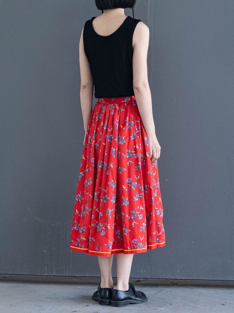 Kenzo KENZO sizeS Red floral big skirt hem half dress vintage Size 24" / US 00 / IT 34 - 4 Thumbnail
