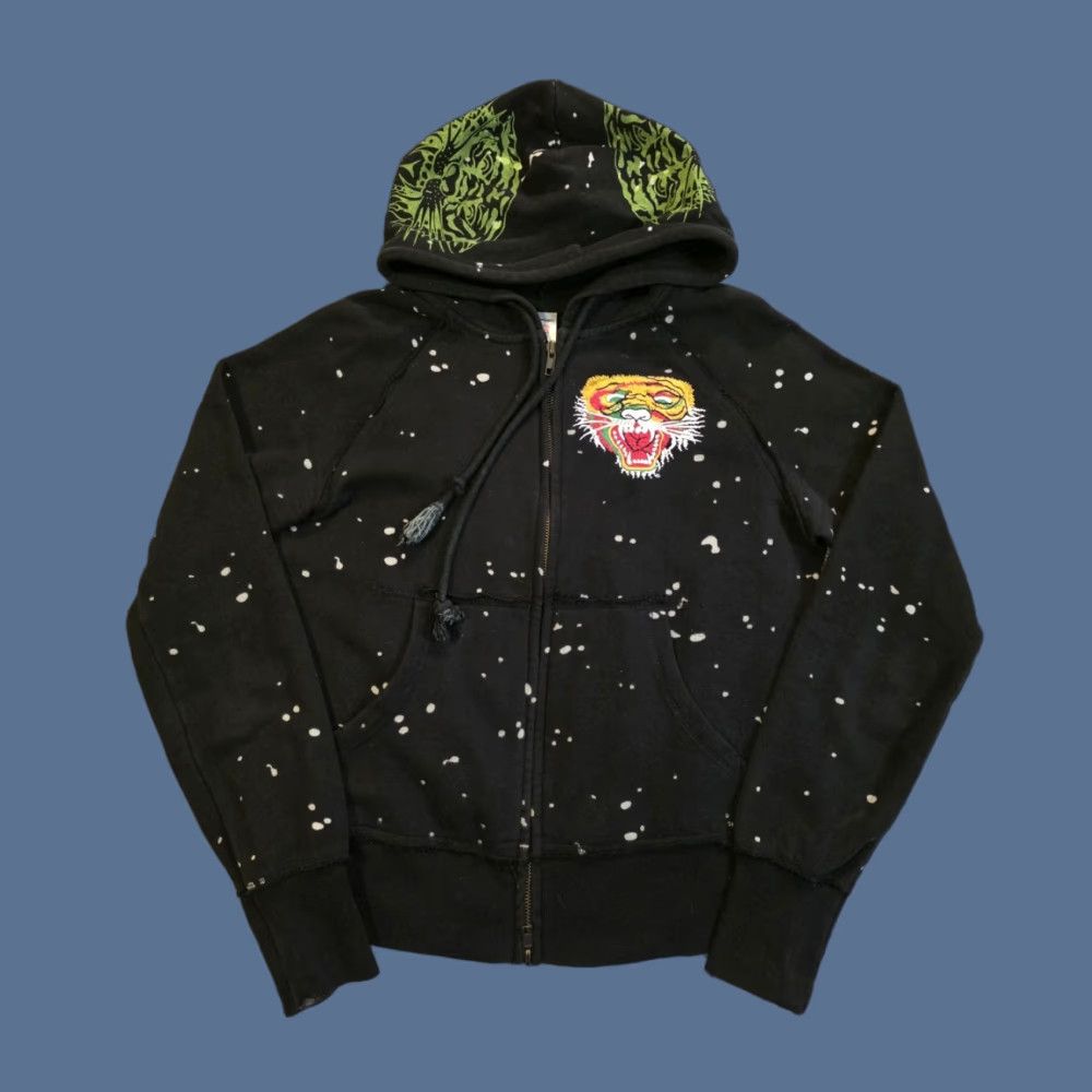 Ed Hardy VINTAGE Ed Hardy Hoodie Full Zip Embroidered Skull Flowers Lion Black Womens Small Size S / US 4 / IT 40 - 1 Thumbnail